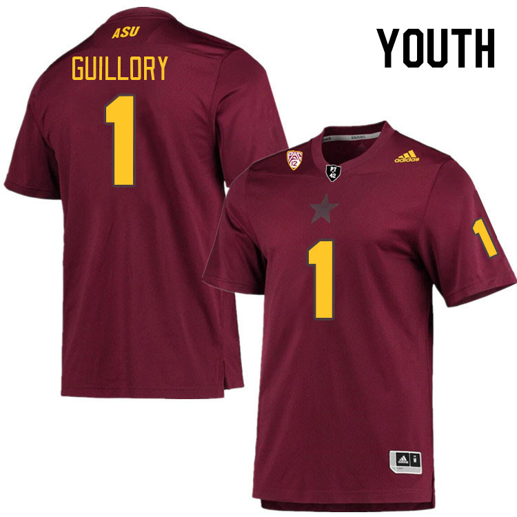 Youth #1 Xavier Guillory Arizona State Sun Devils College Football Jerseys Stitched Sale-Maroon